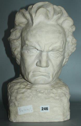 White terracotta bust of Beethoven signed Didier